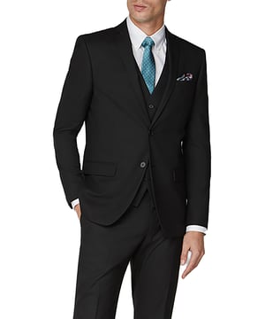 Limehaus is a true trendsetter in menswear, and this sophisticated plain Black suit in a stylish slim fit is no exception. The suit jacket features a 2-button single breasted fastening with a notch lapel and 4-button cuff. This suit boasts a contemporary twist on traditional style, pair with the matching trouser and waistcoat, the perfect look for any occasion.