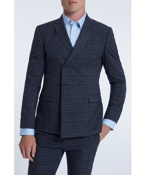 Charcoal Grindle Caramel Check Jacket. 65% Polyester 33% Viscose 2% Elastane