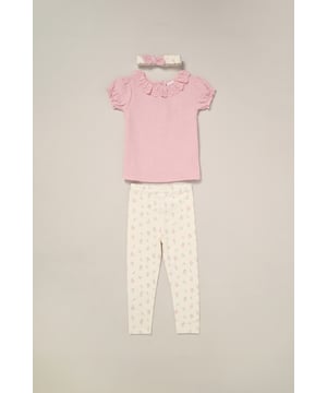 This 3-piece set from Lily and Jack includes a printed tee, matching comfy leggings, and a coordinating headband—perfect for easy dressing on sunny days. Stylish and comfortable, this set keeps your little one cool and cute while offering the perfect combination of comfort and style.
