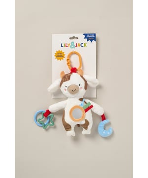 This adorable nursery activity toy from the Lily & Jack collection is designed to entertain and stimulate babies. It features a unique, colourful design with engaging textures, sounds, and interactive elements to encourage sensory exploration and motor skill development. Includes a clip for easy attaching.