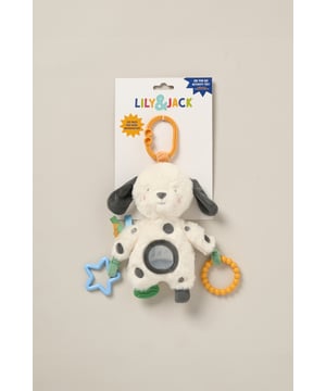This adorable nursery activity toy from the Lily & Jack collection is designed to entertain and stimulate babies. It features a unique, colourful design with engaging textures, sounds, and interactive elements to encourage sensory exploration and motor skill development. Includes a clip for easy attaching.