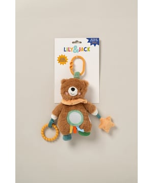 This adorable nursery activity toy from the Lily & Jack collection is designed to entertain and stimulate babies. It features a unique, colourful design with engaging textures, sounds, and interactive elements to encourage sensory exploration and motor skill development. Includes a clip for easy attaching.