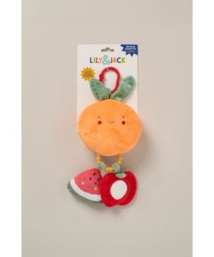 This adorable nursery activity toy from the Lily & Jack collection is designed to entertain and stimulate babies. It features a unique, colourful design with engaging textures, sounds, and interactive elements to encourage sensory exploration and motor skill development. Includes a clip for easy attaching.