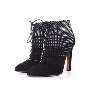 Alaia, Black suede laser-cut lace-up boots. The item is new - unworn.