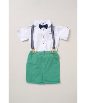 Dress your little one to impress with this delightful set from Little Gent. Featuring a shirt bodysuit, bowtie, and shorts with attached braces. Perfect for special occasions or stylish outings, your little one will look effortlessly dapper and be ready to steal the spotlight!