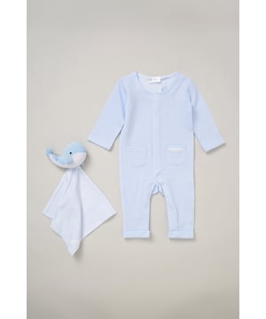 This outfit set by Rockabye Baby Boutique features a cosy waffle romper with two handy pockets and a soft comforter. Perfect for keeping your little one snug and stylish, it’s a combination of practicality and comfort, offering both warmth and adorable charm for everyday adventures.