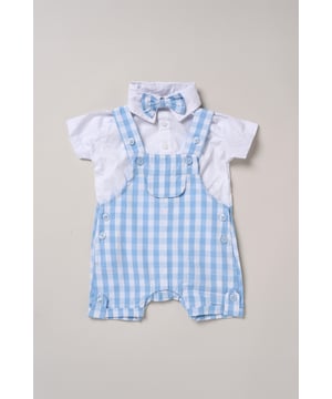 Dress your little one in style with this adorable bodysuit shirt and dungarees set by Little Gent. Complete with a charming bowtie, this outfit is perfect for any occasion. Designed with playful charm and practicality in mind, it’s an ideal choice to keep your little one looking dapper all day long.