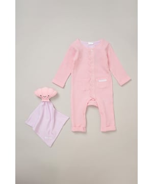 This outfit set by Rockabye Baby Boutique features a cosy waffle romper with two handy pockets and a soft comforter. Perfect for keeping your little one snug and stylish, it’s a combination of practicality and comfort, offering both warmth and adorable charm for everyday adventures.