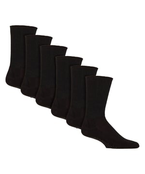 IOMI - 6 Pair Multipack Extra Wide  NON ELASTIC Slipper Socks: Developed to help manage the symptoms of Diabetes. Experience relief and comfort with IOMI Footnurse Slipper Socks, specially crafted to address circulatory issues without compromising on style or comfort. Designed with your health in mind, these socks feature a unique Honeycomb Top that gently molds to the contours of your legs, providing support without constricting or leaving painful marks. These socks have a comfortable and roomy extra wide fit to them, allowing your legs and feet to breathe. The  NON ELASTIC design ensures a secure fit without tightness, making them ideal for individuals with swollen legs or circulatory problems. Crafted from soft-touch cotton blend, these socks keep your feet fresh and dry throughout the day, promoting comfort and well-being. Say goodbye to discomfort with hand-linked toes that offer smooth seams, essential for preventing irritation, especially for those with medical issues. Available in a value pack of six, these lightweight socks come in 4 sizes: 4-8 UK, 6-8.5 UK, 9-11 UK, 12-14 UK and are made from 45% Acrylic, 32% Polyester, 22% Cotton & 1% Elastane. They are safely machine washable. Extra Product Details: IOMI Footnurse Socks  NON ELASTIC Design Anti-Slip Gripper Dots Honeycomb Top Antibacterial Properties Soft Touch Cotton Hand-Linked Toe Seams Cushion Foot