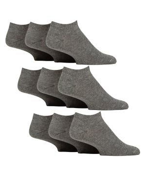 Gentle Grip - Men’s 9 Pair Multipack Diabetic Trainer Socks: Discover the ultimate solution for diabetic foot care with Gentle Grip's specially crafted diabetic socks for women. Engineered by technical experts, these Gentle Grip Diabetic Trainer socks offer a tailored approach to diabetic foot health with a low cut trainer length, perfect for the Spring & Summer seasons. Experience unparalleled comfort with these luxuriously soft cotton-rich socks, meticulously designed to securely hold ankles without elastication, eliminating the tightness that can pose problems for those with circulatory issues. Featuring hand-linked toes for smooth seams, these socks prioritise comfort for diabetics, preventing irritation and soreness. Choose these lightweight Gentle Grip diabetic trainer socks to care for your legs every day. These socks come in 9 pair packs and are available in 5 different options. They are made from: 77% Cotton, 15% Polyester, 1% Elastane. They come in 2 Men’s Sizes: 6-11 UK, 12-14 UK and are Machine Washable. Extra Product Details: Gentle Grip Diabetic Trainer Socks 9 Pack Diabetic Trainer Socks  NON ELASTIC Ankle Top Smooth Toe Seam HoneyComb Top Hand Linked Toe Seam
