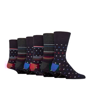 Gentle Grip  NON ELASTIC Bamboo Socks: If comfort is your sole goal when searching for a pair of socks, then consider these pair of Gentle Grip  NON ELASTIC bamboo socks to be the one of the best. Bamboo is credited as the modern ‘super fibre’, Gentle Grip is an esteemed sock brand focusing solely on comfort and a  NON ELASTIC technique is highly recommended to reduce pressure in the foot… everything seems to be right about this sock. Why Bamboo is great: Bamboo is commonly known to be an awesome material. Here are 3 reasons why bamboo is the best. Moisture wicking – Bamboo fibres naturally control temperatures, so a brilliant fibre knitted into socks. Antibacterial – Bamboo draws away the moisture meaning no room for it manoeuvre, therefore preventing potential foot infections. Super soft – Bamboo is considered a luxury fibre when keeping feet soft and comfortable. Gentle Grip – Non Elastic Honeycomb Top: Combining a natural bamboo blend and  NON ELASTIC honeycomb top gentle grip socks into one package could be the perfect pair of socks for your feet if comfort is your main goal. Extra Product Details: * 6 pair pack, Bamboo socks,  NON ELASTIC, Honeycomb top, Strengthened heel and toe, 5 designs to choose between, 77% Viscose Bamboo 17% Polyester and 1% elastane, Size 6-11 uk, 39-45 eur, 7-12 us, Machine washable