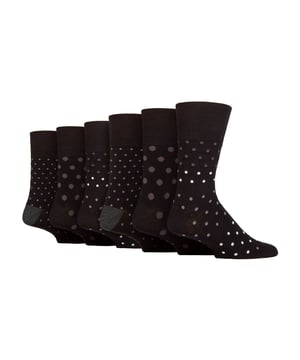 Gentle Grip  NON ELASTIC Bamboo Socks: If comfort is your sole goal when searching for a pair of socks, then consider these pair of Gentle Grip  NON ELASTIC bamboo socks to be the one of the best. Bamboo is credited as the modern ‘super fibre’, Gentle Grip is an esteemed sock brand focusing solely on comfort and a  NON ELASTIC technique is highly recommended to reduce pressure in the foot… everything seems to be right about this sock. Why Bamboo is great: Bamboo is commonly known to be an awesome material. Here are 3 reasons why bamboo is the best. Moisture wicking – Bamboo fibres naturally control temperatures, so a brilliant fibre knitted into socks. Antibacterial – Bamboo draws away the moisture meaning no room for it manoeuvre, therefore preventing potential foot infections. Super soft – Bamboo is considered a luxury fibre when keeping feet soft and comfortable. Gentle Grip – Non Elastic Honeycomb Top: Combining a natural bamboo blend and  NON ELASTIC honeycomb top gentle grip socks into one package could be the perfect pair of socks for your feet if comfort is your main goal. Extra Product Details: * 6 pair pack, Bamboo socks,  NON ELASTIC, Honeycomb top, Strengthened heel and toe, 5 designs to choose between, 77% Viscose Bamboo 17% Polyester and 1% elastane, Size 6-11 uk, 39-45 eur, 7-12 us, Machine washable