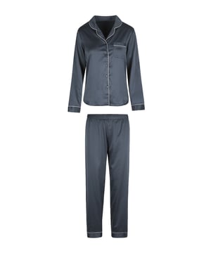 Cool und doch feminin ist dieses Pyjama-Set aus der Nine Iron Jacquard-Serie. Das Set besteht aus einem Nachthemd mit langen Ärmeln und langer Hose. Das Set ist aus einem glatten, satinartigen Stoff in der Farbe Nine Iron gefertigt. Das Nachthemd hat einen Kragen, eine Brusttasche und wird vorne mit kleinen Knöpfen geschlossen. Die Hose hat gerade Beine und einen elastischen Saum und ist daher super bequem.