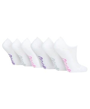 Jeep Ladies 6 Pack Bamboo No Show Socks: Introducing the Ladies' Jeep Bamboo No Show Socks - a triple pack of comfort, style, and functionality. Crafted from a luxurious blend of 83% Viscose from Bamboo, 14% Polyester, and 3% Elastane, these socks offer an exceptional softness and breathability. The low ankle cut ensures a near-invisible look with various shoe styles and trainers. Enjoy the benefits of arch support and non-slip heel grips, providing a secure and comfortable fit throughout the day. The socks feature standard toe seams and low, slim cuffs for a sleek appearance. With a breathable mesh upper, damp, warm air easily escapes, leaving your feet cool and fresh. These bamboo socks are not only absorbent but also draw moisture away from your skin, keeping it dry and comfortable. Bamboo's natural properties regulate temperature, making these socks ideal for any season. They are machine washable at 40° for easy care. The socks come in a pack of three, featuring plain uppers with mixed color Jeep logos woven into the soles. The soles are padded with protective, heavyweight terry loop cushioning, offering optimal comfort and impact absorption during everyday activities. Experience the versatility and convenience of the Ladies' Jeep Bamboo No Show Socks - perfect for daily wear, sports activities, or casual outings. Treat your feet to the best with these lightweight, cool, and soft bamboo socks!. Extra Product Details: Luxurious bamboo blend - 83% Viscose from Bamboo, 14% Polyester, 3% Elastane. Soft and breathable - keeps feet cool and fresh. Arch support and non-slip heel grips for a secure fit. Sleek low ankle cut, near-invisible with various shoe styles. Moisture-wicking and absorbent for dry, comfortable feet. Temperature-regulating, suitable for all seasons. Padded soles with terry loop cushioning for comfort and impact absorption. Versatile and convenient for daily wear, sports, or casual outings.