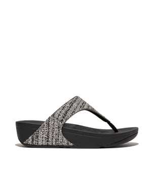 FitFlop's bestselling Lulu sandals boast a timeless triangular vamp  softly padded uppers  and a soft microfibre toe post. Featuring FitFlop's Microwobbleboard™ midsoles for unbeatable comfort. This season  in a sparkling  finely ribbed  glitz mesh (with metallic pearlised faux-leather side panels for extra lustre). Beautiful. Versatile. The sophisticated shimmer means these work with multiple looks - dress yours up or down  wear day through to night.Ergonomically engineered to help optimize your body's alignment  natural movement & energyLight pressure-diffusing Microwobbleboard midsole - triple-density cushioning follows 3 footstep stages (firm heel-soft middle-medium at toes)Natural arch supportAverage to wide fitGrip level 1 - everyday use-road treadThese shoes have been granted the APMA* Seal of Acceptance  for footwear found to promote good foot health*American Podiatric Medical Association