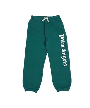 Juniors Palm Angels Classic Over Logo Sweatpants in groen.- Elastische tailleband.- Opgevulde zakken.- Palm Angels logo in wit gedrukt op voorkant.- Relaxed fit.- 100% Katoen.- Ref: PBCH0020015701