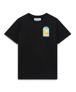 Zwart T-shirt met korte mouwen, Casablanca L'Arche Colore Design, T-shirt met ronde hals, normale pasvorm, pasvorm op maat, 100% katoen, zwart T-shirt, vrijetijdskleding