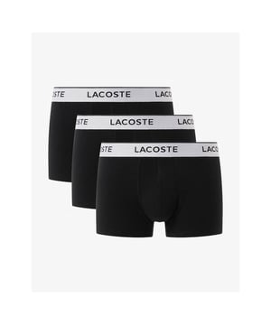 The essential underwear of Lacoste wardrobe.A set of 3 pack trunks made from cotton stretch ensure you maximum comfortRegular fit: regular ease on body, hip and legAllover Branded Waistband with black wording and stripe on topThe Lacoste logo placement on the waistband may vary from one model to another.