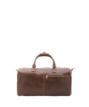 Bolsa de viaje unisex. El cierre es con cremallera. Los bolsillos internos son uno con cremallera. Los bolsillos externos son uno frontal con cremallera y otro trasero con cremallera. La bandolera es ajustable y extraíble en piel. El mango es de piel. Hay un compartimento interno. El material exterior es 100% Piel Auténtica. Internamente está forrado en algodón. Medidas: 48x23x24 cm. Hecho en Italia