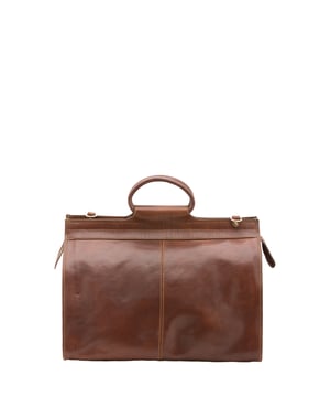 Bolsa de viaje unisex. El cierre es con cremallera. Los bolsillos internos son uno con cremallera. Los bolsillos externos son uno en la espalda con cremallera. La bandolera es ajustable y extraíble en piel. El mango es de piel. Hay un compartimento interno. El material exterior es 100% Piel Auténtica. Internamente está forrado en algodón. Medidas: 49x39x24 cm. Hecho en Italia