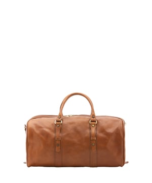 Bolsa de viaje unisex. El cierre es con cremallera. Los bolsillos internos son uno con cremallera. Los bolsillos externos están ausentes. La bandolera es ajustable y extraíble en piel. El mango es de piel. Hay un compartimento interno. El material exterior es 100% Piel Auténtica. Internamente está forrado en algodón. Medidas: 50x37x28 cm. Hecho en Italia