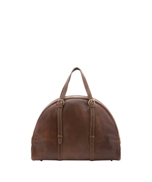 Bolsa de viaje unisex. El cierre es con cremallera. Los bolsillos internos son uno con cremallera. Los bolsillos externos están ausentes. Falta la correa para el hombro. El mango es de piel. Hay un compartimento interno. El material exterior es 100% Piel Auténtica. Internamente está forrado en algodón. Medidas: 47x34x22 cm. Hecho en Italia