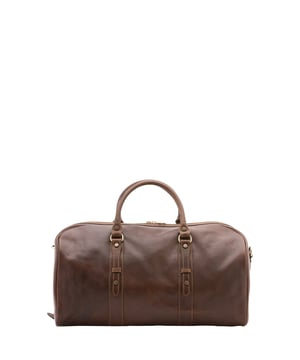 Bolsa de viaje unisex. El cierre es con cremallera. Los bolsillos internos son uno con cremallera. Los bolsillos externos están ausentes. La bandolera es ajustable y extraíble en piel. El mango es de piel. Hay un compartimento interno. El material exterior es 100% Piel Auténtica. Internamente está forrado en algodón. Medidas: 50x37x28 cm. Hecho en Italia