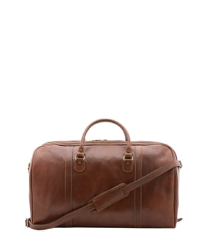 Bolsa de viaje unisex. El cierre es con cremallera. Los bolsillos internos son uno con cremallera. Los bolsillos externos están ausentes. La bandolera es ajustable y extraíble en piel. El mango es de piel. Hay un compartimento interno. El material exterior es 100% Piel Auténtica. Internamente está forrado en algodón. Medidas: 54x39x18 cm. Hecho en Italia