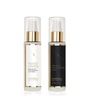 Het Anti-Wrinkle Elixir Serum 24k Gold is een luxueus serum om de zichtbare tekenen van veroudering tegen te gaan. Dit serum, verrijkt met 24k goud en geavanceerde anti-aging ingrediënten, pakt fijne lijntjes en rimpels aan en laat de huid stralen. De gouddeeltjes verhelderen de teint, terwijl de krachtige formule de huid diep hydrateert en de elasticiteit van de huid bevordert. Bij regelmatig gebruik zorgt dit elixer voor een gladder en jeugdiger uiterlijk, revitaliseert het de huid en laat het haar stralen.

Het hyaluronzuur- en collageenserum is een krachtige huidverzorgingsoplossing die is ontworpen om de huid intens te hydrateren en de elasticiteit van de huid te ondersteunen. Dit serum zit boordevol hyaluronzuur en collageen en helpt de huid voller te maken, waardoor fijne lijntjes en rimpels minder zichtbaar worden. De lichte textuur zorgt voor een snelle absorptie, waardoor het een essentiële toevoeging is aan je huidverzorgingsroutine voor een gladdere, stevigere en jeugdigere teint. Regelmatig gebruik van dit serum helpt een optimaal hydratatieniveau te behouden, wat een gezond en stralend uiterlijk bevordert.

Samen vormen deze serums een krachtig duo om tekenen van huidveroudering tegen te gaan, de huid diepgaand te hydrateren en de algehele huidtextuur te verbeteren, zodat je een jeugdige en gerevitaliseerde uitstraling krijgt.