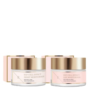 1. De EGF Cell Effect Day Moisturiser is een geavanceerd huidverzorgingsproduct dat is ontwikkeld om de regeneratie, hydratatie en anti-aging van de huid de hele dag door te ondersteunen. Deze moisturizer, verrijkt met Epidermal Growth Factor (EGF), stimuleert de celvernieuwing en collageenproductie, helpt fijne lijntjes en rimpels te verminderen en verbetert de elasticiteit en textuur van de huid. De lichte maar voedende formule biedt langdurige hydratatie, beschermt de huid tegen negatieve milieu-invloeden en maakt haar zacht, glad en stralend.                                          2. De EGF Cell Effect Night Moisturiser is een geavanceerde nachtverzorging die is ontworpen om de regeneratie en het herstel van de huid te verbeteren terwijl je slaapt. Deze moisturizer, verrijkt met Epidermal Growth Factor (EGF), bevordert celvernieuwing en collageenproductie en helpt fijne lijntjes, rimpels en andere tekenen van veroudering te verminderen. De rijke, voedende formule hydrateert diep en revitaliseert de huid, zodat je wakker wordt met een gladdere, stevigere en meer stralende teint. Het herstelt ook de natuurlijke barrière van de huid en verbetert de algehele textuur en veerkracht.