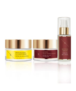 Het Retinol Serum is een krachtige formulering die is ontworpen om de voordelen van retinol te bieden zonder irritatie. Dit lichte serum werkt om de verschijning van fijne lijntjes, rimpels en een ongelijkmatige huidskleur te verminderen, terwijl het de celvernieuwing bevordert en de huidstructuur verbetert. Verrijkt met voedende ingrediënten helpt het de huid te hydrateren en te revitaliseren, waardoor deze er gladder en jeugdiger uitziet.

De Retinol Nacht Hydratatiecrème is een rijke en voedende crème die is geformuleerd om 's nachts zijn werk te doen, wat zorgt voor diepe hydratatie en herstel van de huid terwijl je slaapt. Doordrenkt met retinol richt het zich op tekenen van veroudering en verbetert het de huidelasticiteit, wat helpt om 's ochtends een volle en verjongde uitstraling te creëren. De kalmerende eigenschappen helpen ook de huid te verzachten, waardoor het ideaal is voor dagelijks gebruik 's nachts.

De SPF50 Collageen Dagcrème combineert krachtige zonbescherming met anti-aging voordelen. Deze lichte, niet-vette crème biedt brede bescherming tegen schadelijke UV-stralen terwijl het de huid voedt met collageen om de stevigheid en elasticiteit te verbeteren. De hydraterende formule helpt de huid de hele dag door gehydrateerd en gevoed te houden, waardoor een stralende teint ontstaat en zongerelateerde schade wordt voorkomen.

Samen creëren deze producten een uitgebreide huidverzorgingsroutine die de tekenen van veroudering aanpakt, de hydratatie verbetert en de huid beschermt tegen omgevingsinvloeden, waardoor je een jeugdige en stralende uitstraling kunt bereiken.