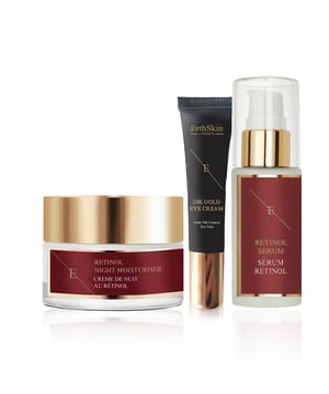 Het Pro Retinol Serum is een krachtige anti-aging behandeling die is geformuleerd om de huidvernieuwing te bevorderen en de textuur te verbeteren. Dit serum bevat een krachtige mix van retinol en voedende ingrediënten, gericht op het verminderen van fijne lijntjes, rimpels en een ongelijkmatige huidtoon. De lichte formule absorbeert snel, zorgt voor intense hydratatie en verbetert de elasticiteit van de huid voor een gladdere, jeugdiger uitziende teint. Regelmatig gebruik van het Pro Retinol Serum helpt om een helderdere, verkwikte huid te onthullen en vermindert na verloop van tijd tekenen van veroudering.

De Pro Retinol Nachtcrème complementeert het serum door diepe hydratatie en voeding te bieden terwijl je slaapt. Doordrenkt met geavanceerde retinoltechnologie, helpt deze rijke crème om de huid 's nachts te repareren en te verjongen, waardoor de stevigheid verbetert en de uitstraling van rimpels wordt verminderd. De hydraterende eigenschappen helpen om optimale hydratatieniveaus te behouden, zodat je huid 's ochtends zacht en verkwikt aanvoelt.

De Onder Oogcrème 24K Goud is een luxe behandeling die speciaal is ontworpen voor het delicate gebied rond de ogen. Verrijkt met 24K goud en een mix van hydraterende ingrediënten, helpt deze crème de verschijning van donkere kringen, wallen en fijne lijntjes te verminderen. De lichte formule absorbeert snel en biedt gerichte hydratatie en verhelderende voordelen. De goudinfusie voegt een vleugje schittering toe, helpt het gebied rond de ogen te verjongen en bevordert een jeugdiger uiterlijk.

Samen vormen deze producten een uitgebreide huidverzorgingsroutine die de tekenen van veroudering aanpakt, de hydratatie verbetert en specifieke zorgen rond de ogen aanpakt, wat resulteert in een stralende en jeugdige teint.