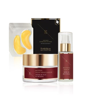 Het Retinol Serum is een geconcentreerde formule die is ontworpen om de huid te verjongen door de verschijning van fijne lijntjes, rimpels en een ongelijkmatige textuur te verminderen. Verrijkt met retinol bevordert dit serum de celvernieuwing, waardoor een gladdere en jeugdigere teint zichtbaar wordt. De lichte textuur zorgt voor een gemakkelijke absorptie, biedt diepe hydratatie en verbetert de elasticiteit en stevigheid van de huid. Bij regelmatig gebruik helpt het Retinol Serum de algehele huidhelderheid en -glans te verbeteren.

De Retinol Nacht Hydraterende Crème complementert het serum door 's nachts voeding en hydratatie te bieden. Deze rijke crème werkt terwijl je slaapt om de huid te herstellen en te verjongen, met als doel de tekenen van veroudering te bestrijden en een volle, jeugdigere uitstraling te bevorderen. Verrijkt met retinol en andere voedende ingrediënten helpt het de huidtextuur te verbeteren en het vochtgehalte te behouden, zodat je wakker wordt met een gerevitaliseerde en stralende huid.

De Collagen Gold Onder-Oog Patch bevat 24k goud-verrijkte pads die zijn ontworpen om dikke ogen, donkere kringen en fijne lijntjes rond het delicate ooggebied aan te pakken. De combinatie van collageen en goud helpt de huid te hydrateren, verhelderen en glad te maken, wat zorgt voor een directe verfrissende werking. Deze patches zijn eenvoudig te gebruiken en bieden een spa-achtige behandeling thuis, waardoor je een jonger en stralender uiterlijk kunt bereiken.

Samen creëren deze producten een krachtige huidverzorgingsroutine die de tekenen van veroudering aanpakt en tegelijkertijd diepe hydratatie en voeding biedt, wat resulteert in een verjongde en stralende teint.
