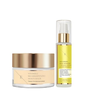 Illuminate your complexion with our Vitamin C Bio Brightening Moisturiser (50ml), infused with powerful antioxidants to revitalize and brighten your skin. Enhance your skincare routine with our Bee Venom + Manuka Honey Elixir Serum (60ml), crafted to stimulate collagen production and promote a firmer, more youthful appearance, leaving your skin with a radiant, dewy glow.