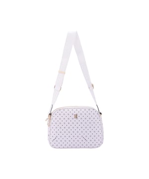 Crossbodytas voor dames met ritssluiting. één met binnenzakken met ritssluiting. één achterkant met externe zakken met ritssluiting. verstelbaar in stoffen schouderband. ontbrekend handvat. Drie binnenvakken.  extern materiaal. gevoerd met polyester binnenkant. Afmetingen: 19x26x9 cm. Modeproduct