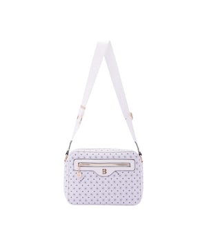 Bolso bandolera para mujer. El cierre es con cremallera. Los bolsillos internos son uno con cremallera. Los bolsillos externos son uno delantero con cremallera y otro trasero con cremallera. La bandolera es ajustable en tela. Falta el mango. Hay un compartimento interno. El material exterior es ecopiel. Internamente está forrado en poliéster. Medidas: 19x26x9 cm. Producto de moda