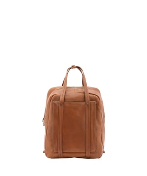 Mochila unisex. El cierre es con cremallera. Los bolsillos internos son bolsillos multifuncionales. Los bolsillos externos son uno frontal con cremallera. La bandolera es ajustable en piel. El mango es de piel. Hay un compartimento interno. El material exterior es 100% Piel Auténtica. Internamente está forrado en algodón. Medidas: 43x33x11 cm. Hecho en Italia
