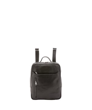Unisex-Rucksack mit Reißverschluss. eine mit Reißverschluss-Innentaschen. zwei Außentaschen vorne mit Reißverschluss und eine hinten mit Reißverschluss. verstellbarer Schultergurt aus Leder. im Ledergriff. ein Innenfach.  Außenmaterial. Innen mit Baumwolle gefüttert. Maße: 27x36x8 cm. Hergestellt in Italien