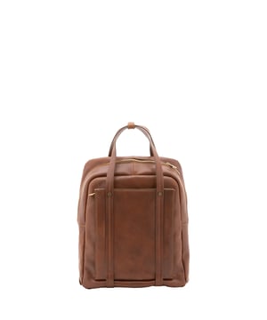 Mochila unisex. El cierre es con cremallera. Los bolsillos internos son bolsillos multifuncionales. Los bolsillos externos son uno frontal con cremallera. La bandolera es ajustable en piel. El mango es de piel. Hay un compartimento interno. El material exterior es 100% Piel Auténtica. Internamente está forrado en algodón. Medidas: 43x33x11 cm. Hecho en Italia