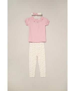 This 3-piece set from Lily and Jack includes a printed tee, matching comfy leggings, and a coordinating headband—perfect for easy dressing on sunny days. Stylish and comfortable, this set keeps your little one cool and cute while offering the perfect combination of comfort and style.