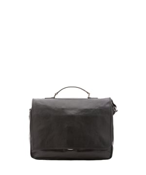Bolso unisex. El cierre es con volante de piel. Los bolsillos internos son uno con cremallera. Los bolsillos externos son dos abiertos en la parte delantera, uno en la parte delantera con cremallera y otro en la parte trasera con cremallera. La bandolera es de piel. El mango es de piel. Hay un compartimento interno. El material exterior es 100% Piel Auténtica. Internamente está forrado en algodón. Medidas: 40x30x9 cm. Hecho en Italia