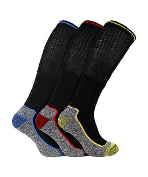 Sock Snob - Calcetines de trabajo de bambú hasta la rodilla: ¿Busca un par de calcetines de trabajo fiables diseñados para tareas pesadas y un calor óptimo? Su búsqueda termina aquí con nuestros calcetines de trabajo de bambú hasta la rodilla, diseñados con precisión para tales fines. Estos calcetines presentan una plantilla de bambú cómodamente acolchada. Imagínese caminando sobre almohadas de felpa, ese es el nivel de comodidad que puede esperar para esos largos periodos de pie. Su característica clave reside en el uso de bambú viscosa en la suela, que favorece la transpirabilidad y evacua la humedad, dejando los pies secos y libres de olores indeseados. Ideales para el trabajo al aire libre durante todo el año, nuestros calcetines de trabajo de bambú son un faro de comodidad. . Son como nuestros calcetines de trabajo de bambú originales, pero con un largo extra hasta la rodilla, lo que los hace ideales para mantener las piernas calientes cuando hace frío por las mañanas. Son la clave para un día de trabajo cómodo y productivo. Fabricados con un material de calidad compuesto por un 55% de algodón, un 20% de viscosa (bambú), un 18% de poliéster, un 4% de poliamida y un 3% de elastano, se presentan en paquetes de 3, 6 ó 12 unidades y son lavables a máquina. Detalles adicionales del producto: Sock Snob Bamboo Calcetines de Trabajo Extra Largos Hasta la Rodilla Multipack Opciones Disponibles Super Suaves y Cómodos Resistentes y Duraderos Acolchados Rizo Reforzados Talón y Puntera Costuras Suaves 2 Opciones de Tallas: 6-11 & 12-14 UK Lavables a máquina