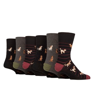 Gentle Grip Men's Patterned Socks - Fun, Comfortable, and Stylish: Experience the perfect blend of comfort and style with the Gentle Grip Men's Patterned Socks 6-Pair Set. Made from soft and breathable fabric, these socks are designed to keep your feet cosy and comfortable all day long. Featuring a mix of fun and vibrant designs like Team Dog, bugs, vehicles, and coffee patterns, these socks add a playful touch to your everyday wardrobe. The unique gentle grip technology ensures a secure, non-restrictive fit, making them perfect for men with sensitive skin. Each pack includes six different pairs, offering variety and versatility in your sock drawer. These socks are easy to care for, retaining their softness and shape after multiple washes. Whether you're out running errands, at work, or relaxing at home, these novelty socks will keep your feet comfortable and stylish. Treat yourself or surprise a loved one with these fun and practical socks that combine style, comfort, and function. Extra Product Details: - Soft and Comfortable Fabric for All-Day Wear - Gentle Grip Technology for a Secure, Non-Restrictive Fit - Includes Six Pairs with Fun and Vibrant Designs - Perfect for Sensitive Skin - Machine Washable for Easy Care