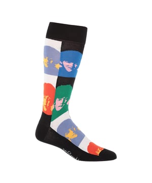 Happy Socks The Beatles Socks: Happy Socks are a popular brand providing a high-quality sock that combines unique designs and craftsmanship. Mikael Söderlindh and Viktor Tell had a vision to spread happiness by turning an everyday essential into a colorful design piece. In 2008, socks were just socks. White, grey and black pieces of textile that were nowhere close to the fashionable and creative design piece they could become. The world’s most comfortable and colorful tool for spreading happiness was born. This concept is now brought to life by Happy Socks’ talented team of creatives. Today, Happy Socks has reached 90 countries and every continent. With Concept Stores all around the world, from LA to Tokyo, Happy Socks can be found in over 10,000 top fashion apparel boutiques. Add a splash of colour and fun with these funky design Beatles Socks! Whether you're a fan of the Fab Four, or you're looking to purchase Beatles products for a loved one, there's something for everyone with our range of The Beatles Socks. The Yellow Submarine socks are striking in colour with their striped patterns. They come in a pack of 1 pair. They are machine washable at 40. They are made from 86% Cotton 12% Polyamide 2% Elastane. Extra Product details: - The Beatles Socks by Happy Socks - Yellow Submarine - Revolver Socks - Abbey Road Crossing - 1 Pair Pack - Machine washable at 40 - 86% Cotton 12% Polyamide 2% Elastane