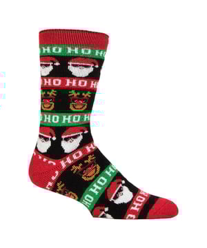 Calentadores - Calcetines navideños Lite para hombre: Ya estamos otra vez en esa época del año: ¡es hora de empezar a pensar en los regalos de Navidad! Tenemos el regalo perfecto para tu padre, hermano, tío o amigo: Calcetines de Navidad Heat Holders Lite. Estos calcetines festivos son menos voluminosos que sus homólogos originales, pero siguen siendo igual de cálidos. Estos calcetines Heat Holders Lite Xmas Socks son el regalo perfecto para cualquier hombre estas Navidades. No sólo son festivos, sino también cálidos y cómodos. Están disponibles en 4 fantásticos diseños festivos que incluyen: Cool Santa, Superstar Snowman, HO HO HO y Jazzy Rudolph. Nuestro hilo térmico Heat Holders especialmente desarrollado proporciona un aislamiento de alto rendimiento contra el frío con una capacidad superior de transpiración de la humedad. Esta versión de los Heat Holders soluciona el problema de "demasiado gruesos" de los Heat Holders originales. Estos calcetines térmicos de invierno son lo suficientemente finos como para caber en tus zapatos de diario, pero lo suficientemente gruesos como para permitir que las técnicas de aislamiento térmico de Heat Holders funcionen. Estos calcetines están disponibles en talla única para hombre: 6-11 UK (39-45 EUR, 7-12 US) y vienen en 4 diseños festivos diferentes. Están hechos de: 89% acrílico, 10% poliamida, 1% elastano y son lavables a máquina. Detalles adicionales del producto: Calcetines de Navidad Heat Holders Lite Diseños navideños festivos Menos voluminosos que los calcetines Heat Holders originales 1,6 Tog El calcetín de Navidad perfecto 5 veces más cálido que un calcetín de algodón básico Grueso y cálido 4 diseños festivos diferentes