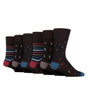 New Mens Gentle Grip Socks: With a specially designed HoneyComb Top, Sockshop soft Gentle Grip® Socks are made more comfortable for all wearers, but particularly if you struggle with circulatory problems or swollen legs, ankles and feet. This collection of designs look as good as they feel too, made from soft, comfortable cotton rich yarn. keep your feet odour free with flat seamed toes for extra wearability All SockShop Gentle Grip® Socks are constructed to care for your legs, comfortably moulding to their natural contours without leaving any of those ugly, irritating and itchy constriction rings. These really are the socks going forward for anyone who dislikes those tight tops. Gentle grip tops that do not fall down with wear and are ideal for diabetics too!