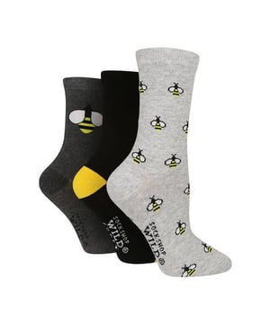Wildfeet Ladies 3 Pack Fashion Cotton Crew Socks: Are you searching for a gift for the animal lover in your life? Look no further than these Wild Feet Ladies Cotton Rich Socks! Boasting an array of novelty animal patterns, they are the perfect present for anyone who loves to show off their passion for furry friends. Experience great comfort and breathability with these Wild Feet socks, made from soft and breathable cotton fibres. Each 3-pack features a mix of three fun and playful designs, showcasing a range of novelty animal motifs that are perfect for any occasion. Whether you're running errands,working or just lounging at home, these socks are guaranteed to keep your feet comfortable and stylish. Choose from a variety of fun and playful designs, including adorable rabbits, sly foxes, cuddly cats, colourful parrots, playful Dachshunds, and buzzing bees, and more!. Wild Feet is a range of socks featuring cool designs, cute motifs and quirky catchphrases - from pugs and penguins, to lions and llamas! - Choose from a range of styles for men and ladies, from ankle to trainer socks. They are 3 pairs per pack and come in one size Ladies 4-8 UK. They are made from 76% Cotton, 22% Polyamide, 2% Elastane and are Machine Washable. Extra Product Details: Ladies 3 Pack Crew Socks Cotton Rich Fibres Cute Animal Patterns 7 Styles Available Soft & Comfortable A Great Gift Idea Wild Feet Branded
