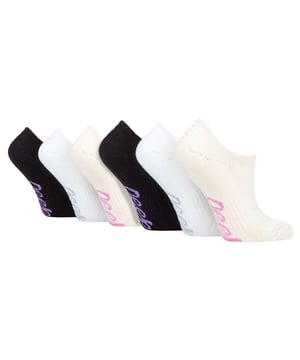 Jeep Ladies 6 Pack Bamboo No Show Socks: Introducing the Ladies' Jeep Bamboo No Show Socks - a triple pack of comfort, style, and functionality. Crafted from a luxurious blend of 83% Viscose from Bamboo, 14% Polyester, and 3% Elastane, these socks offer an exceptional softness and breathability. The low ankle cut ensures a near-invisible look with various shoe styles and trainers. Enjoy the benefits of arch support and non-slip heel grips, providing a secure and comfortable fit throughout the day. The socks feature standard toe seams and low, slim cuffs for a sleek appearance. With a breathable mesh upper, damp, warm air easily escapes, leaving your feet cool and fresh. These bamboo socks are not only absorbent but also draw moisture away from your skin, keeping it dry and comfortable. Bamboo's natural properties regulate temperature, making these socks ideal for any season. They are machine washable at 40° for easy care. The socks come in a pack of three, featuring plain uppers with mixed color Jeep logos woven into the soles. The soles are padded with protective, heavyweight terry loop cushioning, offering optimal comfort and impact absorption during everyday activities. Experience the versatility and convenience of the Ladies' Jeep Bamboo No Show Socks - perfect for daily wear, sports activities, or casual outings. Treat your feet to the best with these lightweight, cool, and soft bamboo socks!. Extra Product Details: Luxurious bamboo blend - 83% Viscose from Bamboo, 14% Polyester, 3% Elastane. Soft and breathable - keeps feet cool and fresh. Arch support and non-slip heel grips for a secure fit. Sleek low ankle cut, near-invisible with various shoe styles. Moisture-wicking and absorbent for dry, comfortable feet. Temperature-regulating, suitable for all seasons. Padded soles with terry loop cushioning for comfort and impact absorption. Versatile and convenient for daily wear, sports, or casual outings.