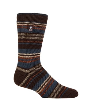Heat Holders Men Twist Socks: Don't let the cold weather get you down. Layer up with these warm Men's Ultimate Thermal Socks by Heat Holders. Scientifically tested to be the warmest socks available, Heat Holders socks are created by UK PATENTED knitting technology. This unique manufacturing process together with HEAT HOLDERS® innovative Japanese designed thermal yarn, ensures maximum warmth is held close to the skin. Designed with a high tog rating of 2.3 TOG, these socks will keep your feet warmer for longer periods of time. Keep feet warm with Heat Holders advanced Japanese designed thermal yarn properties which provide high-performance insulation against the cold. Their expert brushing process maximises the amount of warm air held inside each sock for unbeatable warmth and all-day comfort. The ultimate thermal socks for everyday casual wear has arrived with these colourful, striped, and thick socks. . Available in a range of colours and styles, choose from striped patterns, or colourful toe and heel designs to suit your fashionable needs! They come in men's sizes 6-11 UK, 39-45 EU, 7-12 US. Extra Product Details: - Men's Twist Socks - Official Heat Holders - Heat Holders Yarn - Heat Holders Loops - Heat Holders Brushing - Thick Thermal Lining - Colourful Stripes and Designs - High Tog Rating - Cushioned Pile
