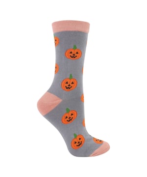 Miss Sparrow - Ladies Bamboo Novelty Pumpkin Socks: Looking for a way to add a touch of personality to your wardrobe? These Novelty Bamboo Socks with fun halloween lanterns are just what you need! Say goodbye to dull and uninspired plain socks and opt for something that truly stands out. Crafted with premium bamboo fibres, these socks are designed to keep your feet cosy and happy all through the spooky season. They are also ideal for sensitive skin due to the gentle, hypoallergenic nature of bamboo fibres. These colourful bamboo socks adorned with Jack-O-Lanterns are just the thing you need. These fun and fashionable socks make an excellent gift for birthdays, holidays and especially Halloween!. Miss Sparrow prides their products on the philosophy of making your feet feel fabulous all year round. Whether it's their chic and stylish products, they bring you unique, exciting and fashionable accessories, full of individuality to give you the confidence to be you. This range of socks are made from 52% Bamboo, 20% Cotton, 17% Polyester, 9% Polyamide, 2% Elastane. They are Ladies sizes 4-7 UK. Machine washable under 40. Do not dry clean. Do not iron. Do not bleach.. Extra Product Details: Ladies Miss Sparrow Socks Novelty Pumpkin Patterns A Perfect Gift Idea Super Soft Bamboo Comfy & Breathable Hypoallergenic Fibres Coloured Toe and Heel Design Ladies One Size: 4-7 UK Machine Washable